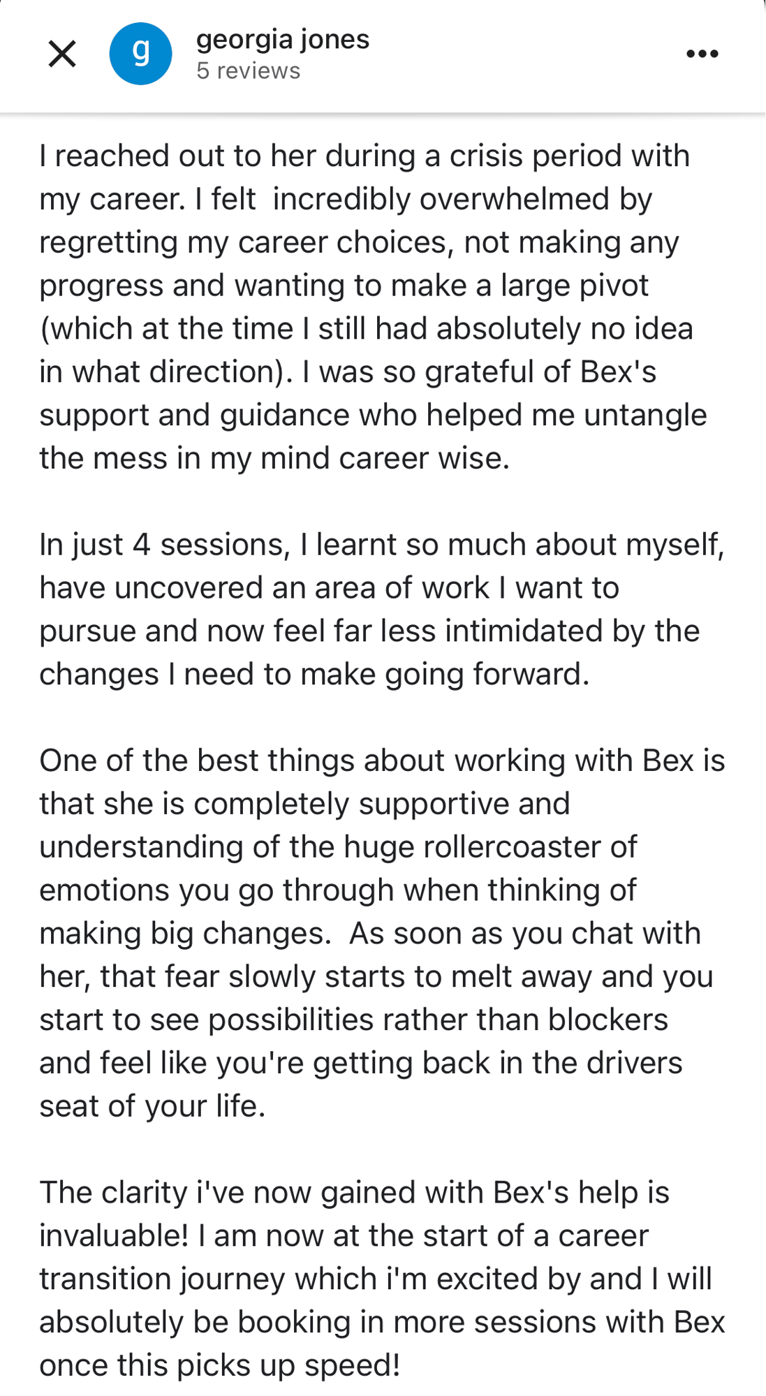 Bex career coaching